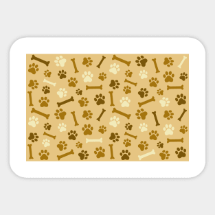 Pet - Cat or Dog Paw Footprint and Bone Pattern in Brown Tones Sticker